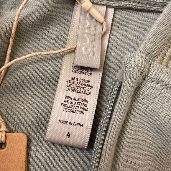 NEW SKIMS Logo Pointelle Zip Front Sweatshirt Hooded Jacket Mineral Green Size 4 - Picture 4 of 4